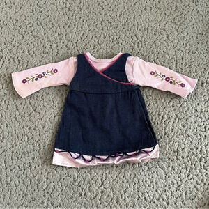 American Girl Doll Dress Denim Jumper Top Outfit Denim Jumper Blue Purple W/hngr